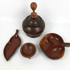 Vintage Wooden Kitchenware Monkey Pods Bowls Lot